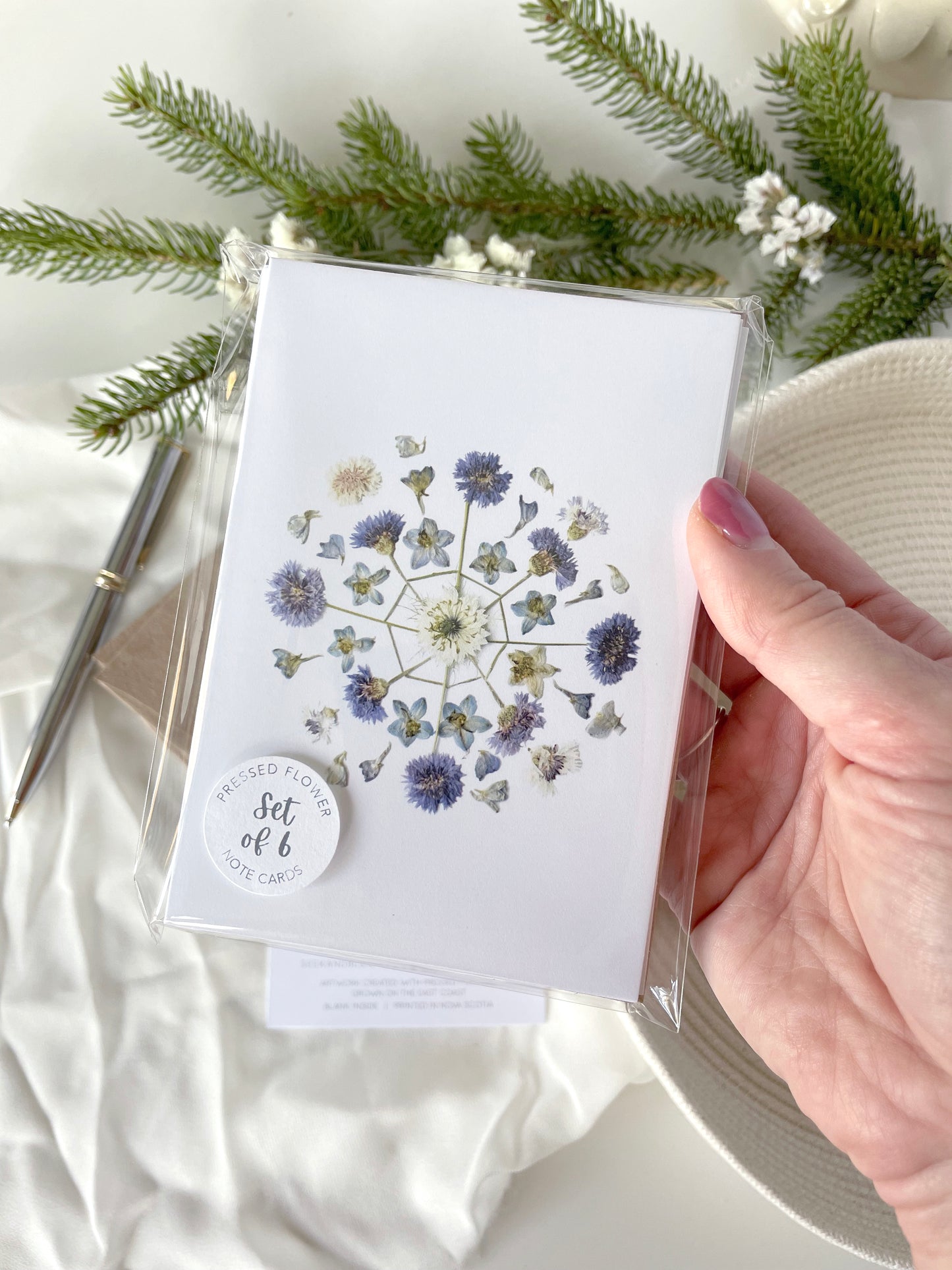 Blue Flower Snowflake, Holiday Note Card Set *Discontinued