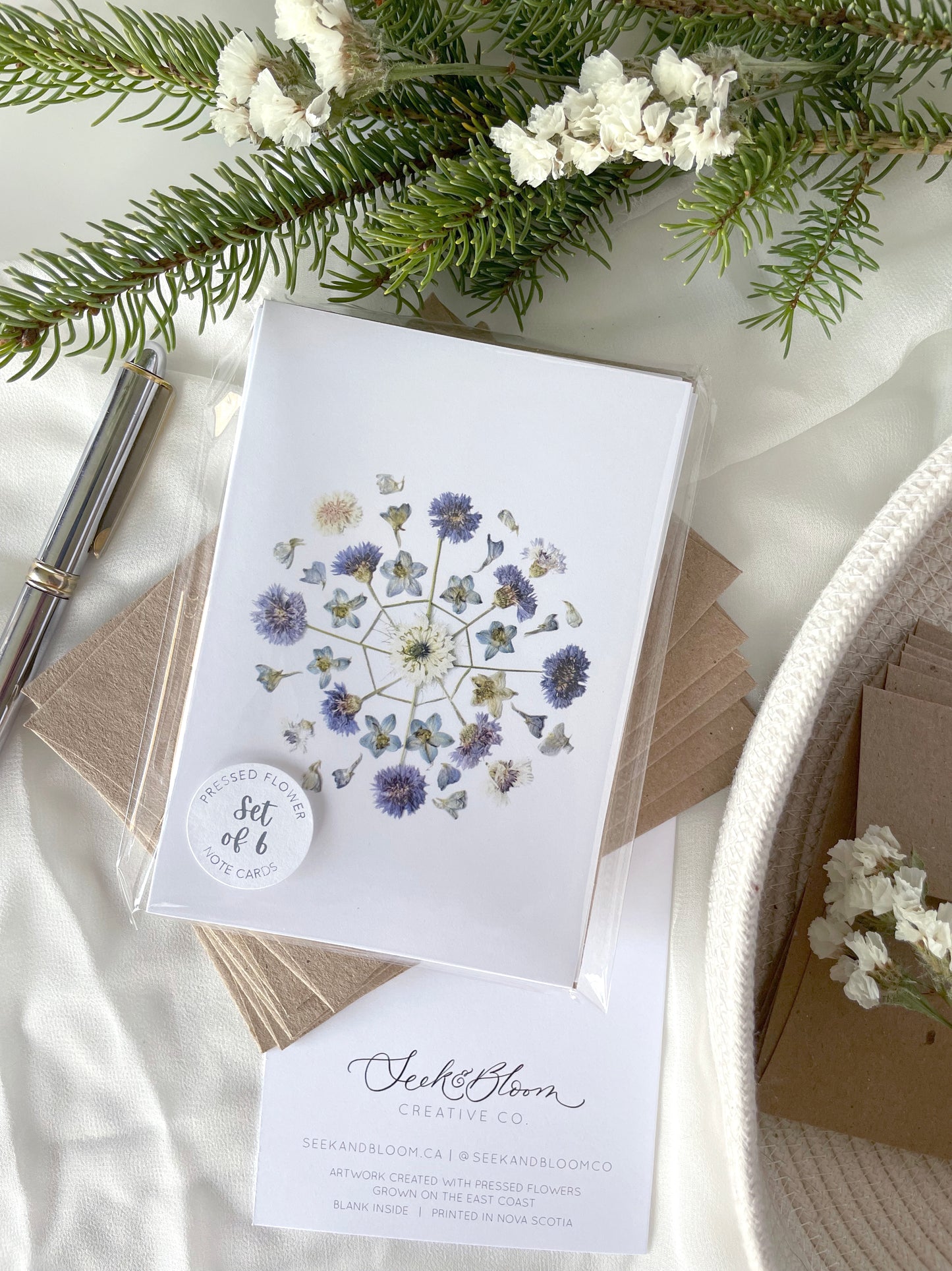 Blue Flower Snowflake, Holiday Note Card Set *Discontinued