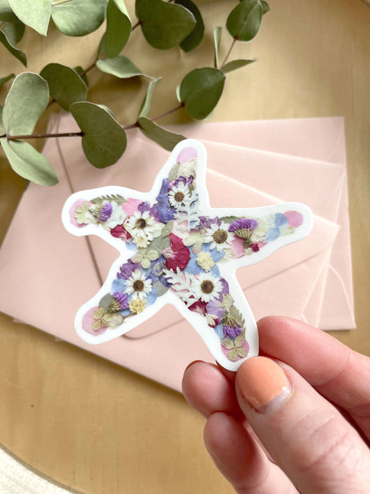 Starfish Pressed Flowers, Sticker 3"