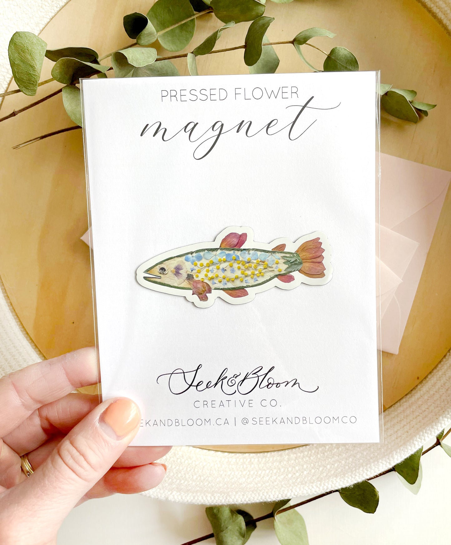 pressed flower fish magnet