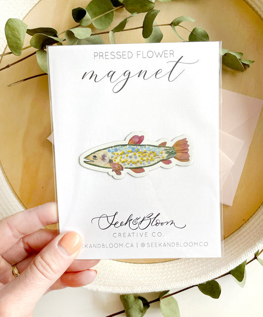 pressed flower fish magnet