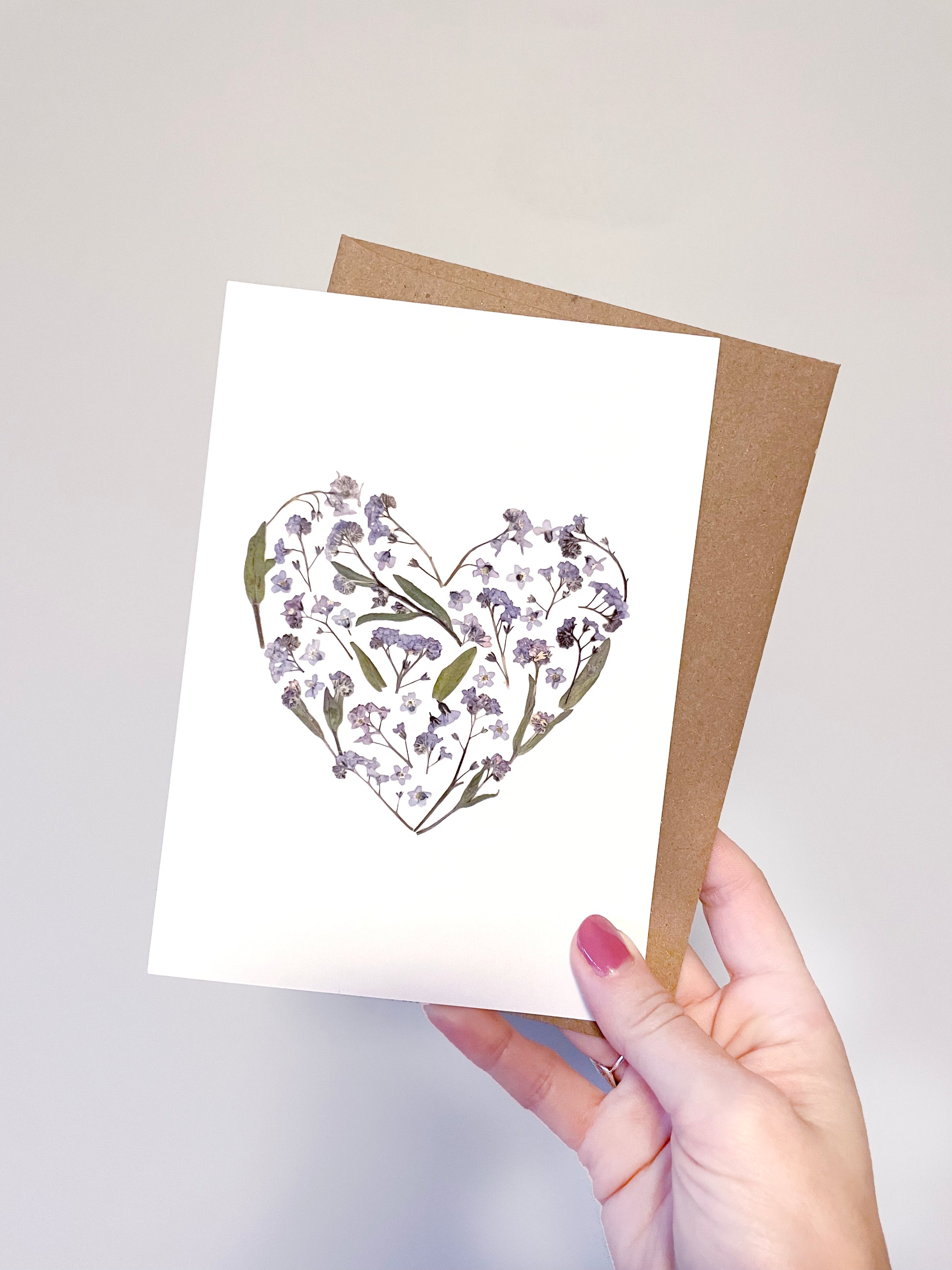 forget me not flower card heart shape design blank card for any occassion