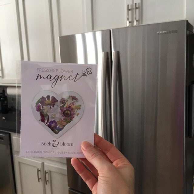 Heart Pressed Flower, 3" Magnet