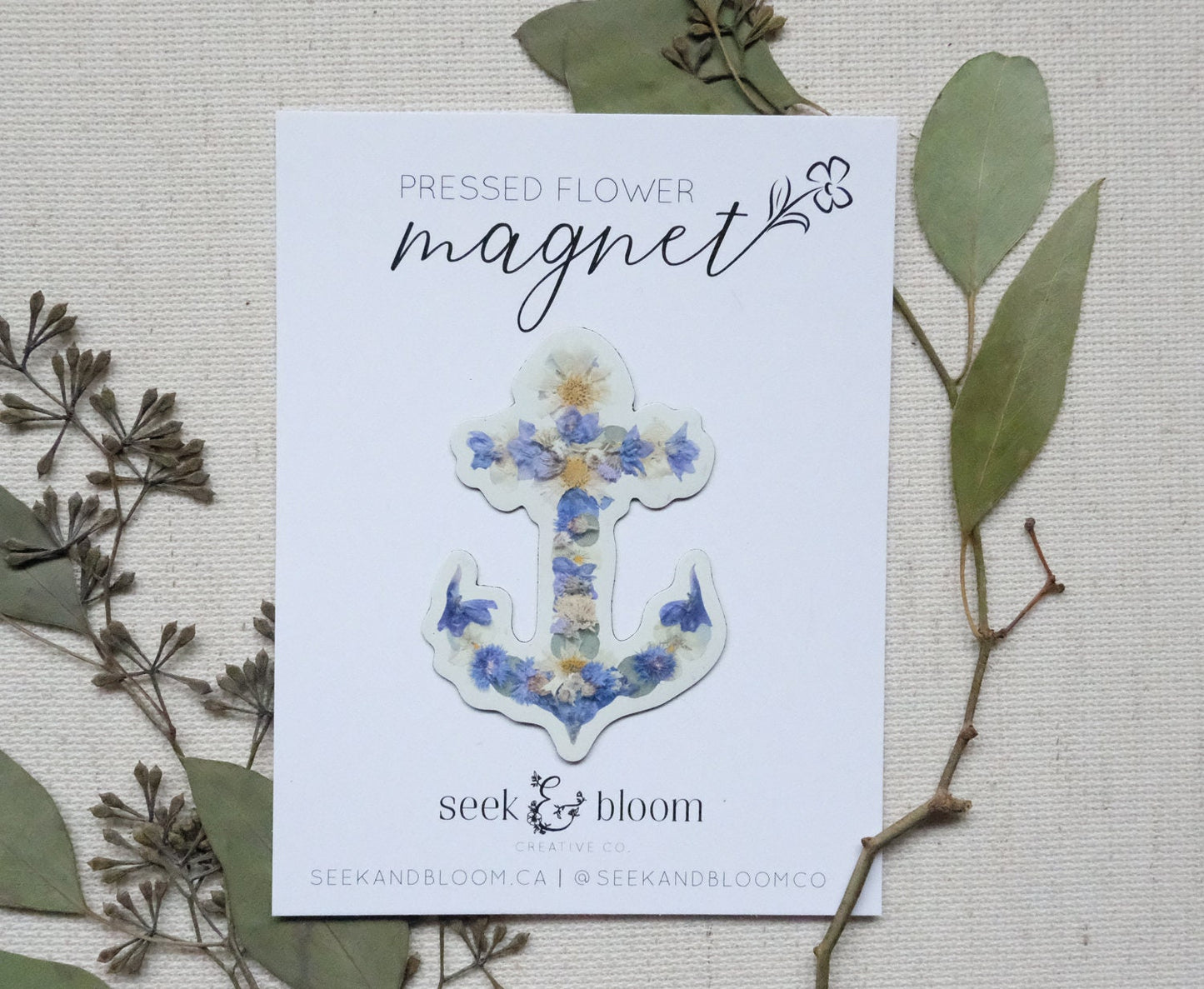 Anchor Pressed Flower 3" Magnet