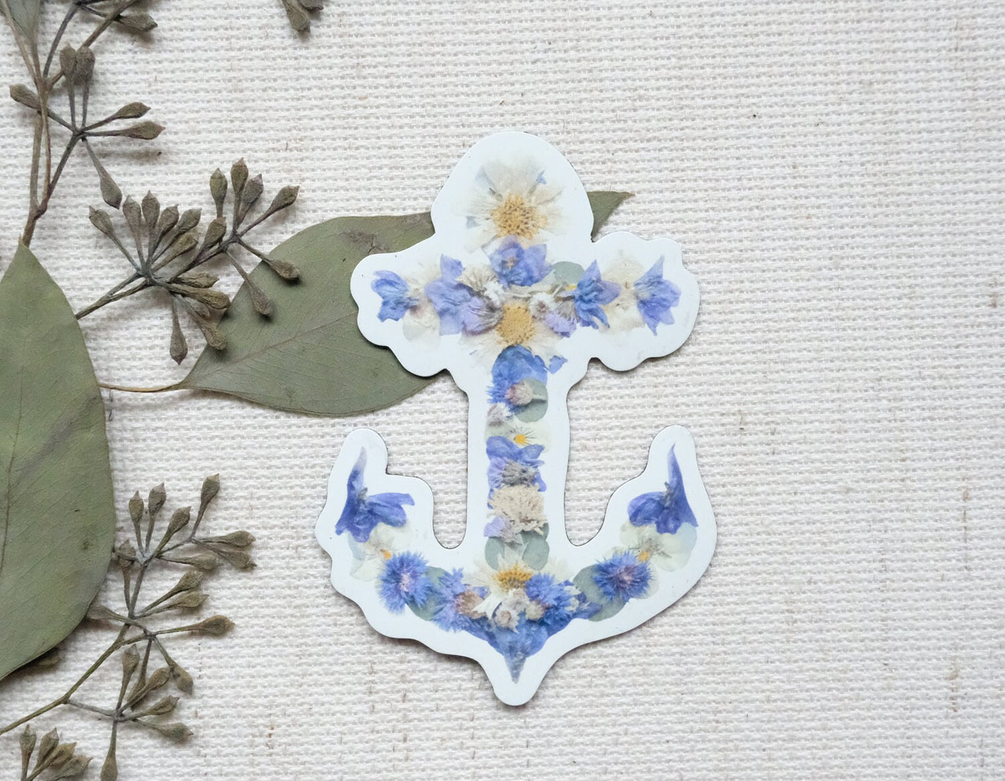 Anchor Pressed Flower 3" Magnet