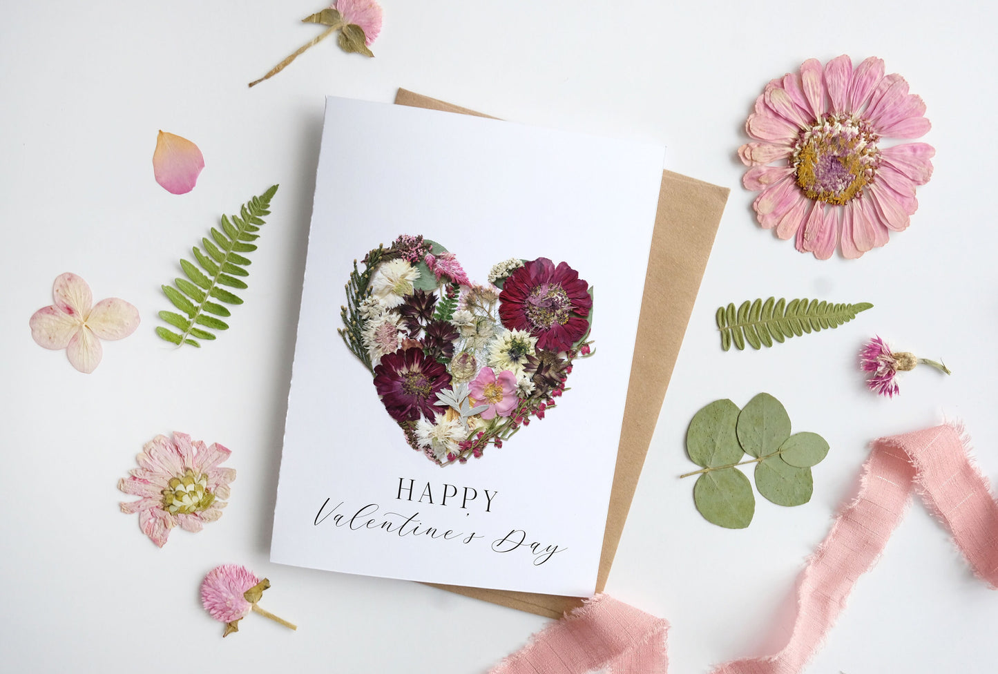 Happy Valentine's Day Red Flower Heart