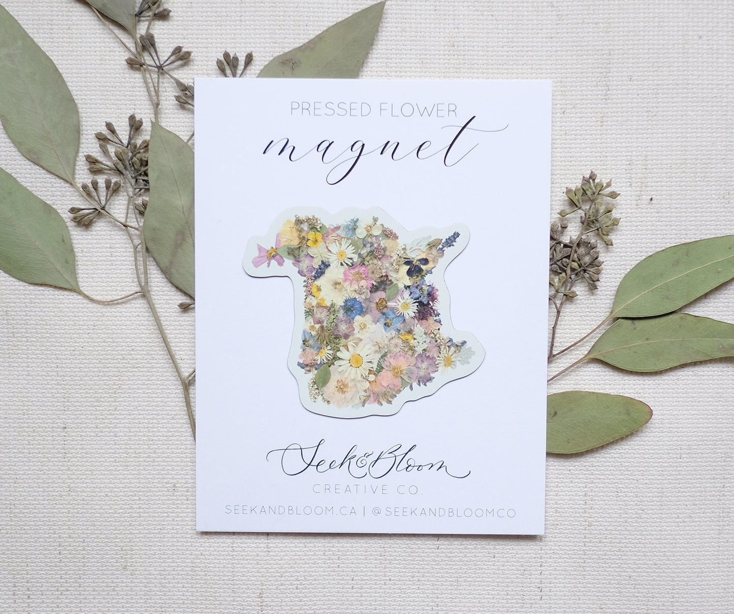 New Brunswick Map Pressed Flower, 3" Magnet