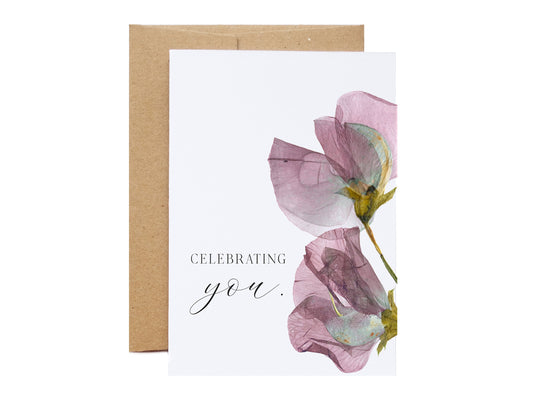 Celebrating You Sweet Pea Flower, Large Card