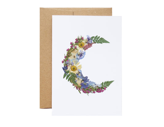 flower moon pressed flowers greeting card everyday
