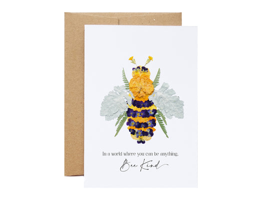 Bee Kind, Pressed Flower Bee, Everyday Encouragement, Greeting Card