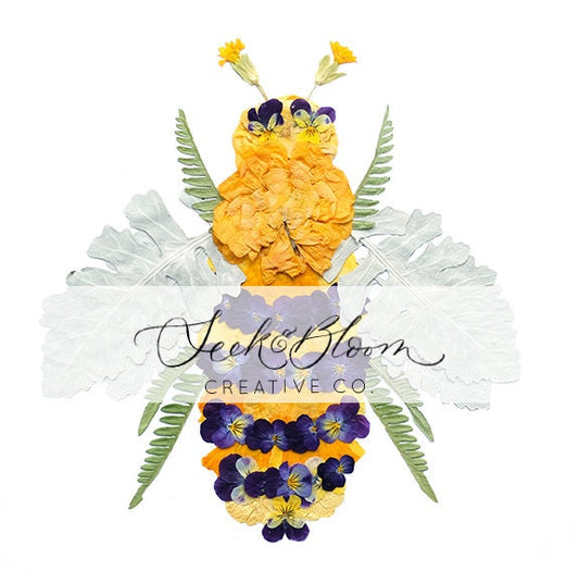 Bee, Pressed Flower Art Print