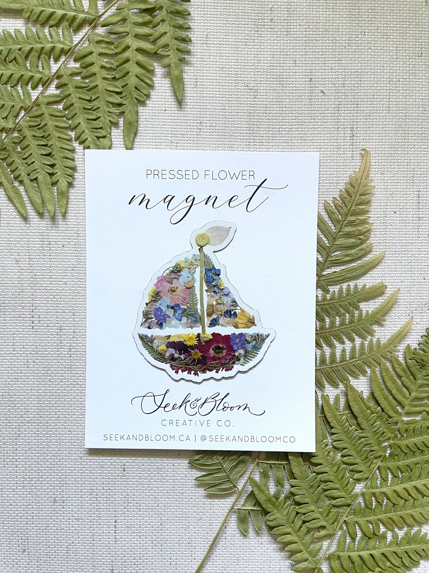 Sailboat Nautical Pressed Flower, 3" Magnet