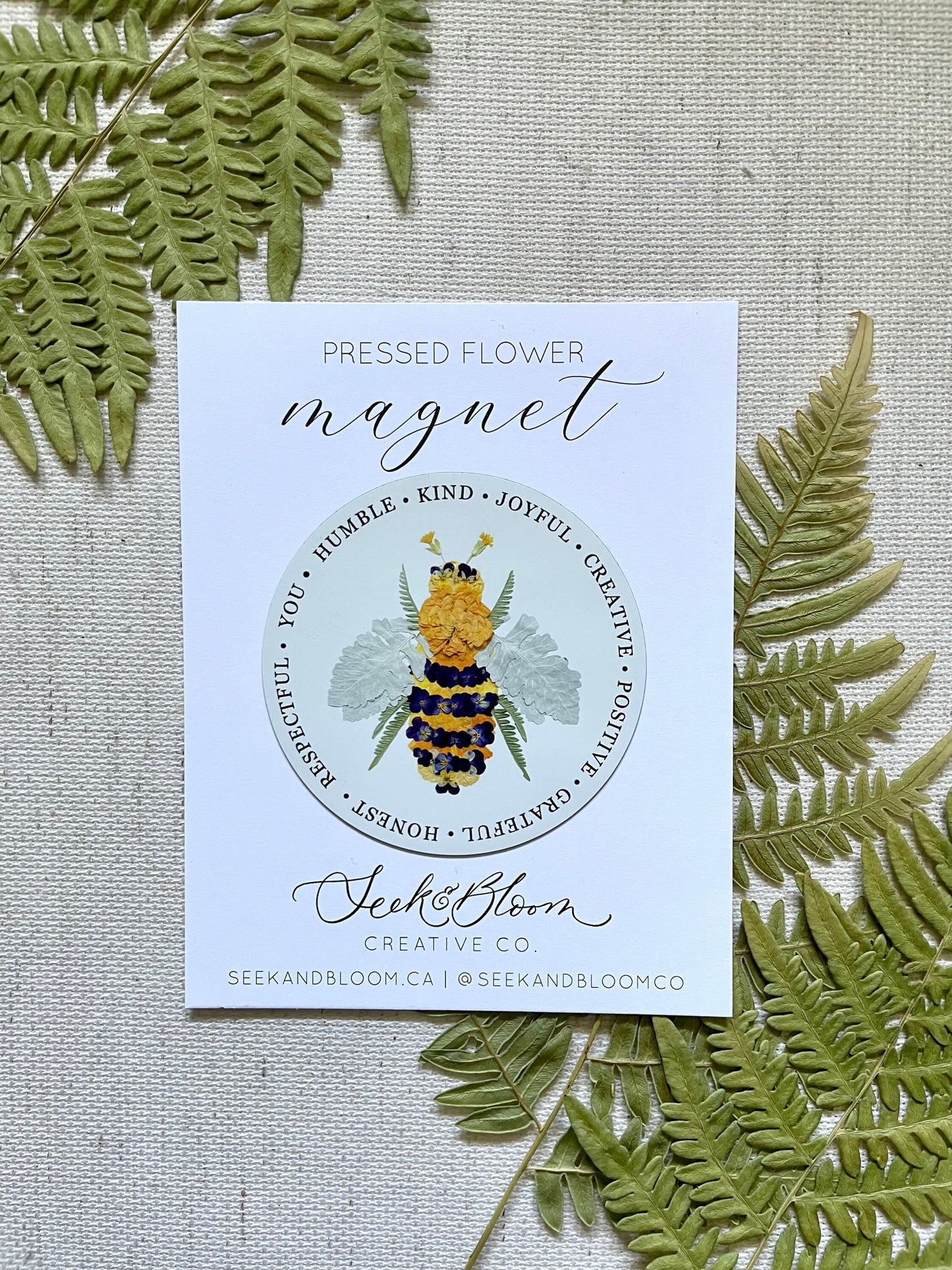Bee Pressed Flower, 3" Magnet