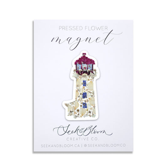 Peggy's cove lighthouse pressed flower magnet nova scotia