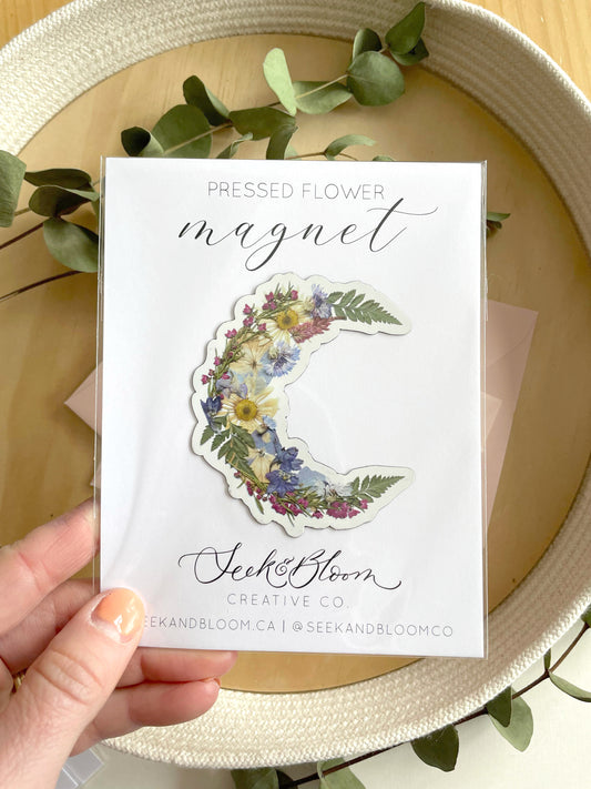 Moon Pressed Flower, 3" Magnet