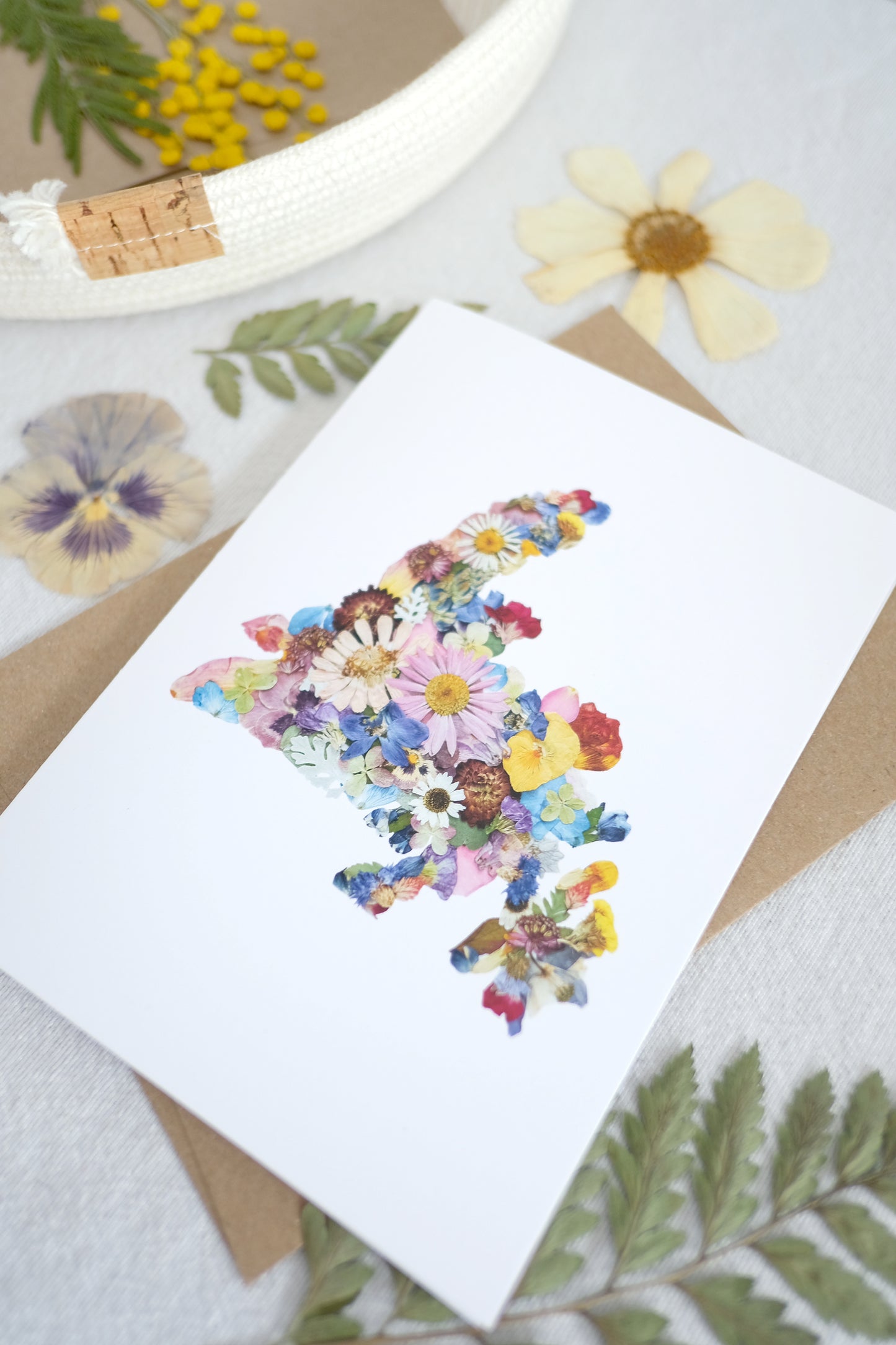 Newfoundland Pressed Flower Map, Everyday Large Card