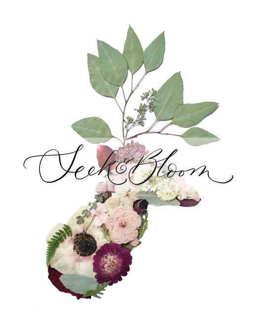 Deer, Pressed Flower Art Print