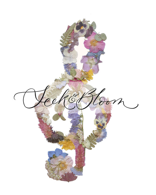 Music Treble Clef, Pressed Flower Art Print
