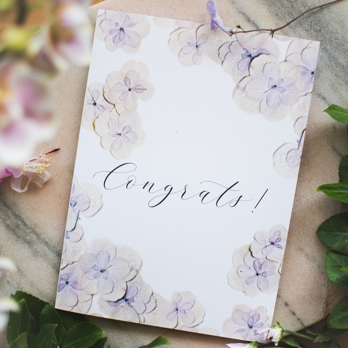 Congrats, Purple Hydrangea, Large Card