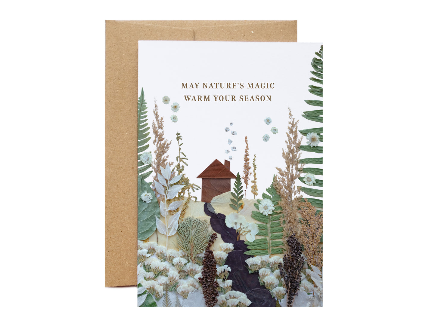 Large Holiday Card, 5x7 - Winter Cabin, May Nature's Magic Warm Your Season