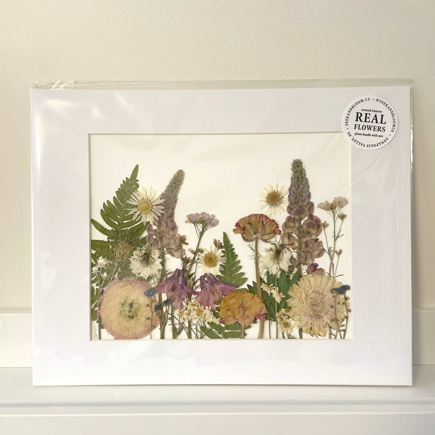 8x10 Real Pressed Flower Gardens (Matted Assorted Styles)