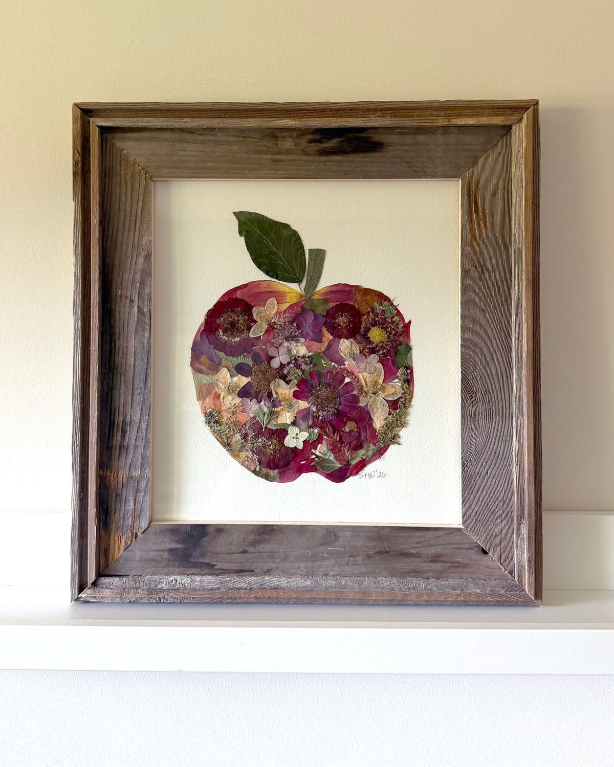 Apple Harvest  - Original Pressed Flower Artwork Framed