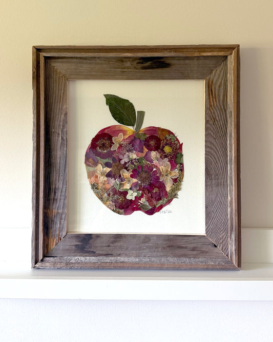 Apple Harvest  - Original Pressed Flower Artwork Framed