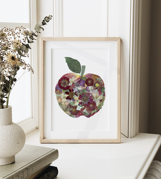 Apple Red, Pressed Flower Art Print