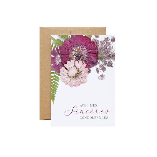 Avec Mes Sinceres Condoleances, Sympathy Card, French