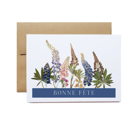 Bonne Fete Wild Lupins, Large Card French