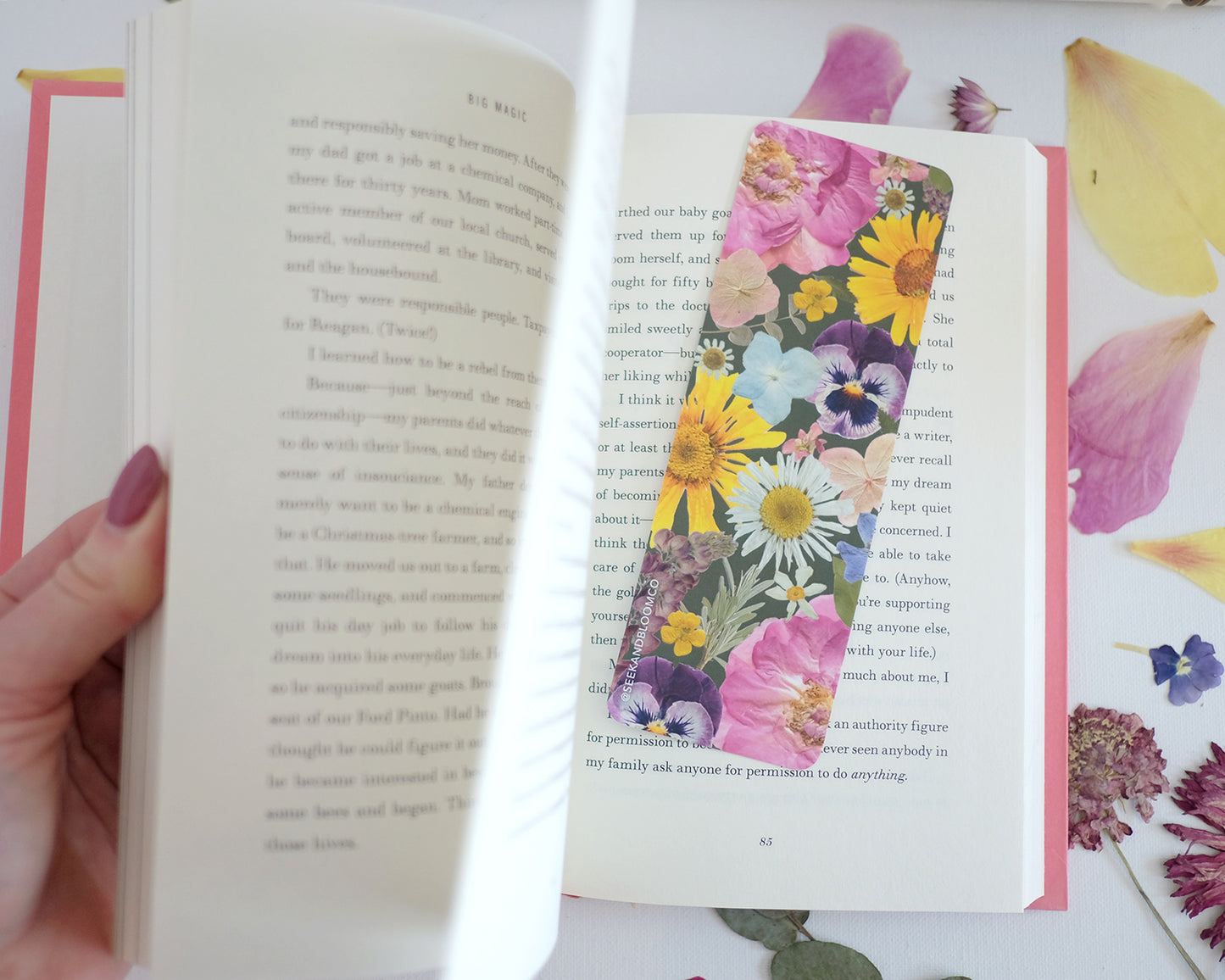 Pressed Flower Art Bookmarks, Printed