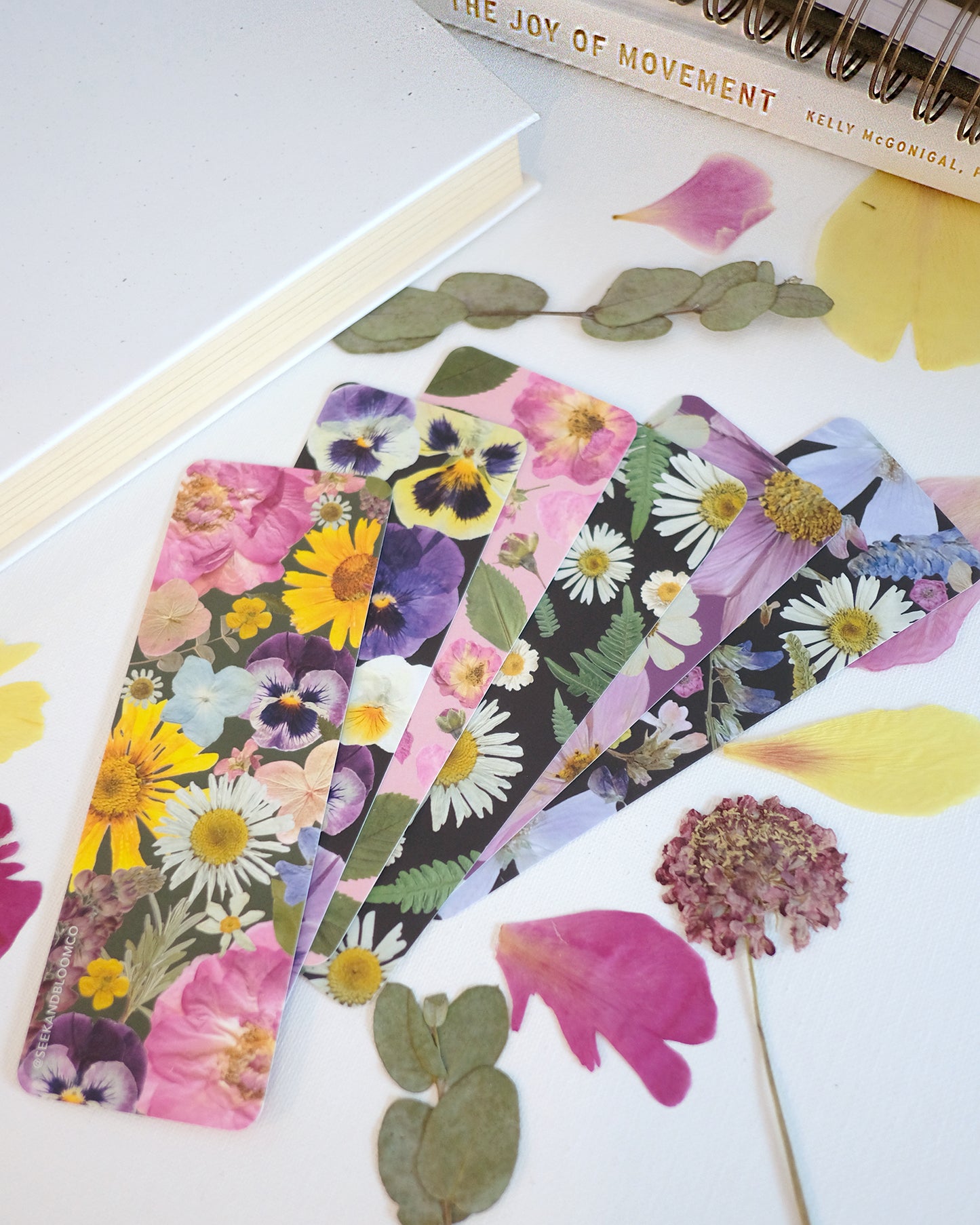 Pressed Flower Art Bookmarks, Printed