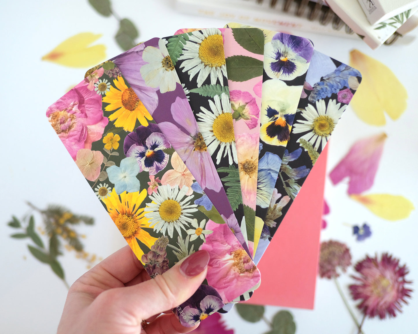 Pressed Flower Art Bookmarks, Printed