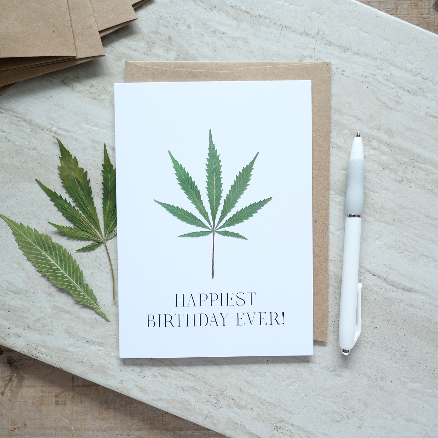 Cannabis Leaf, Happiest Birthday Ever, Large Card