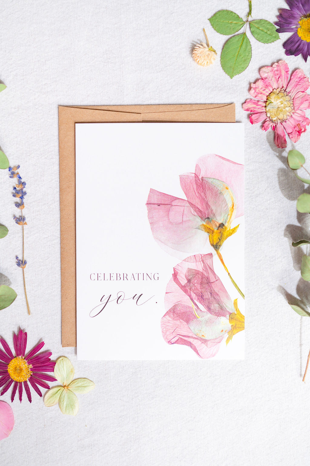 Celebrating You Sweet Pea Flower, Large Card