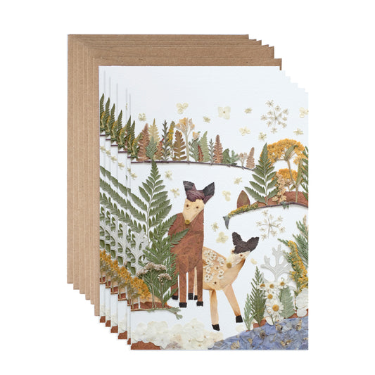 Deer Folk Art Winter Scenery, Note Card Set