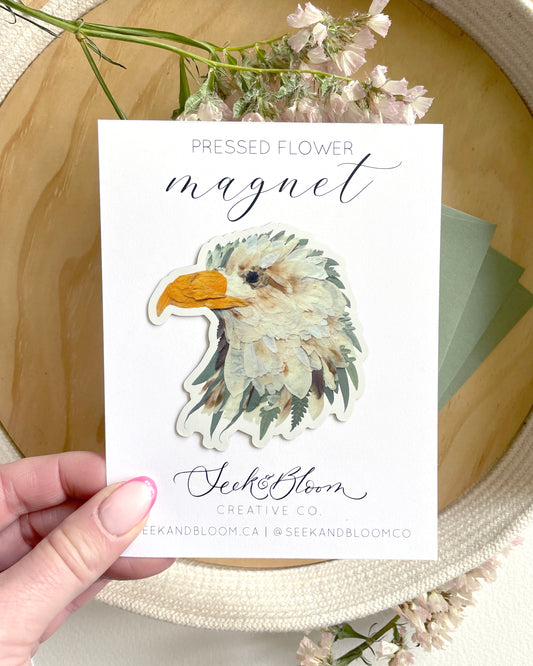 Eagle, Pressed Flower Art, 3" Magnet