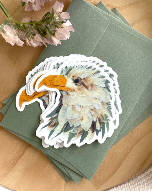Eagle Pressed Flowers, Sticker 3"