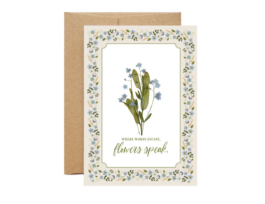 Forget me not, Where Words Escape, Flowers Speak, Card
