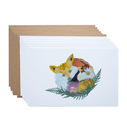 Fox Pressed Flower, Note Card Set