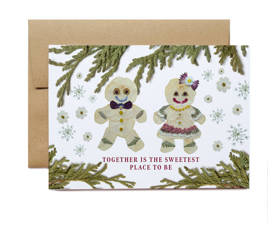 Gingerbread Friends Holiday Card, 5x7 - Together is the sweetest place to be