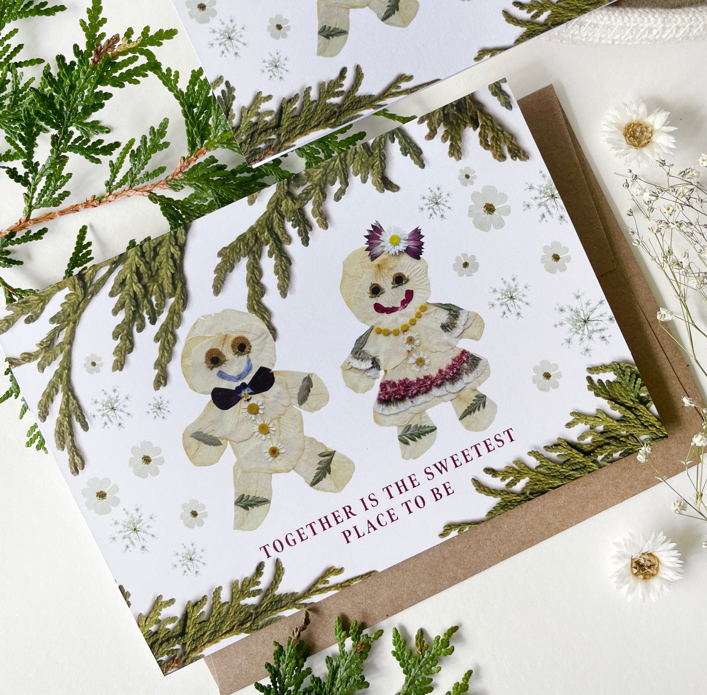 Gingerbread Friends Holiday Card, 5x7 - Together is the sweetest place to be