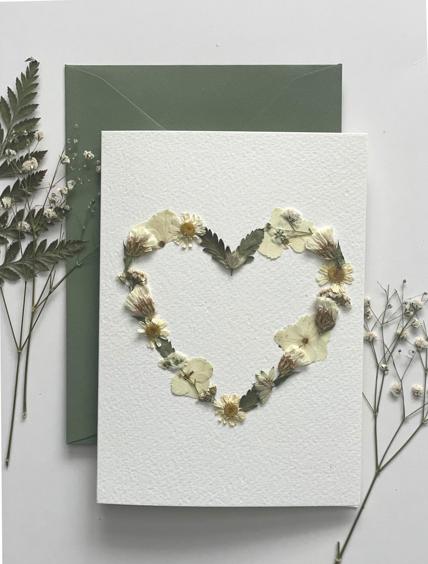 Flower Heart Cards - Real Pressed Flowers