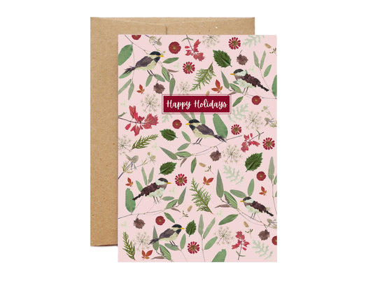 Chickadee, Happy Holidays, Card 5x7