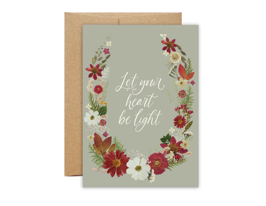 Wreath, Let Your Heart Be Light, Card 5x7