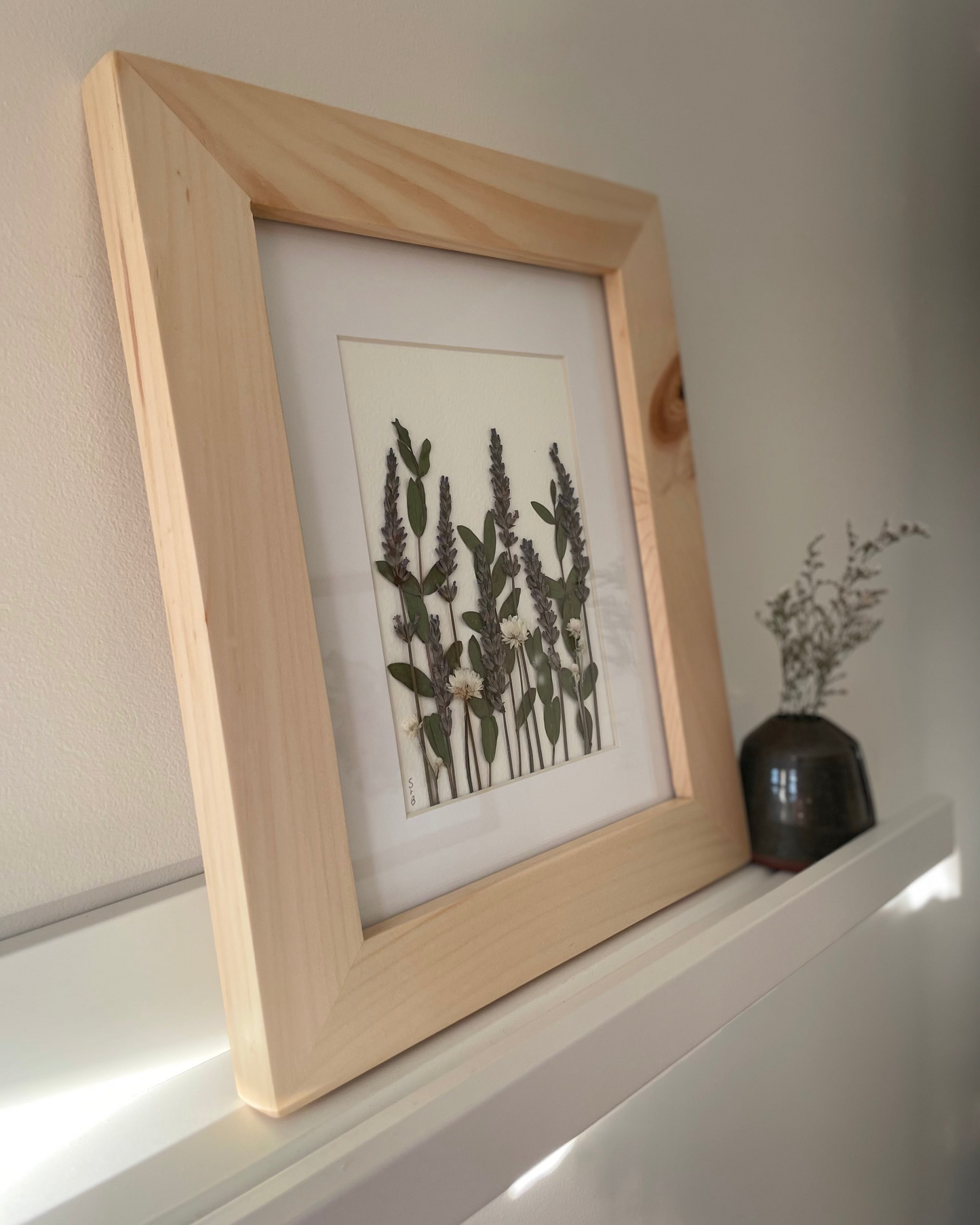 Lavender & Eucalyptus- Original Pressed Flower Artwork Framed