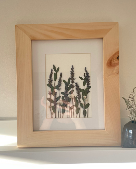 Lavender & Eucalyptus- Original Pressed Flower Artwork Framed