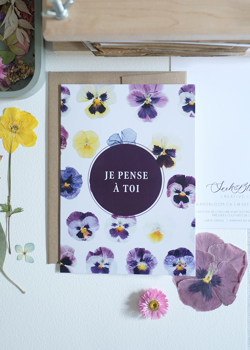 Je Pense a toi, Pansy, Large Card French