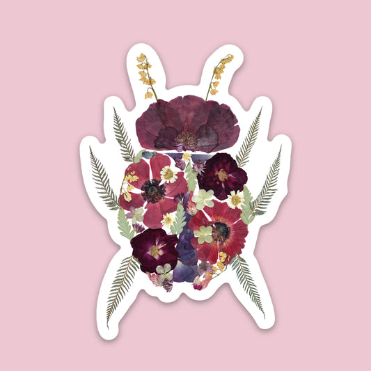 Ladybug Pressed Flowers, Sticker 3"