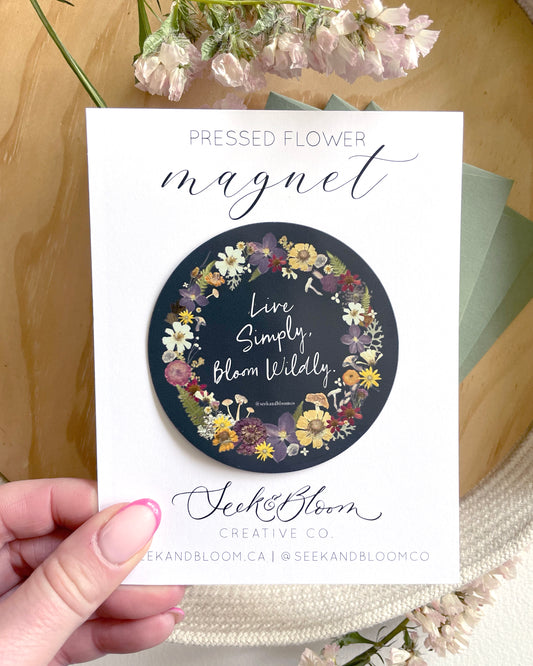 Live Simply, Bloom Wildly Pressed Flower Art, 3"